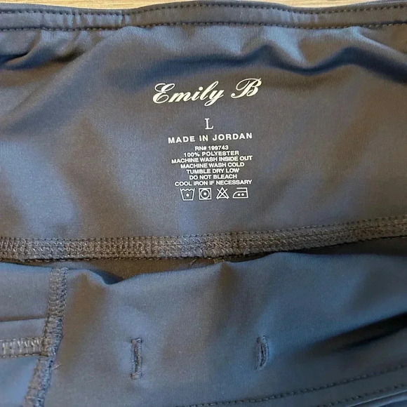 Emily B Activewear Women's Leggings Size Large Mesh Leg Panels Dark Blue New - Picture 5 of 10